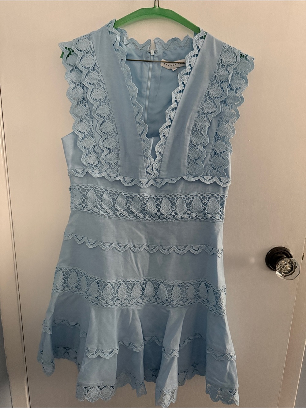 Endless Rose Elegant Lace-Trim Light Blue Dress